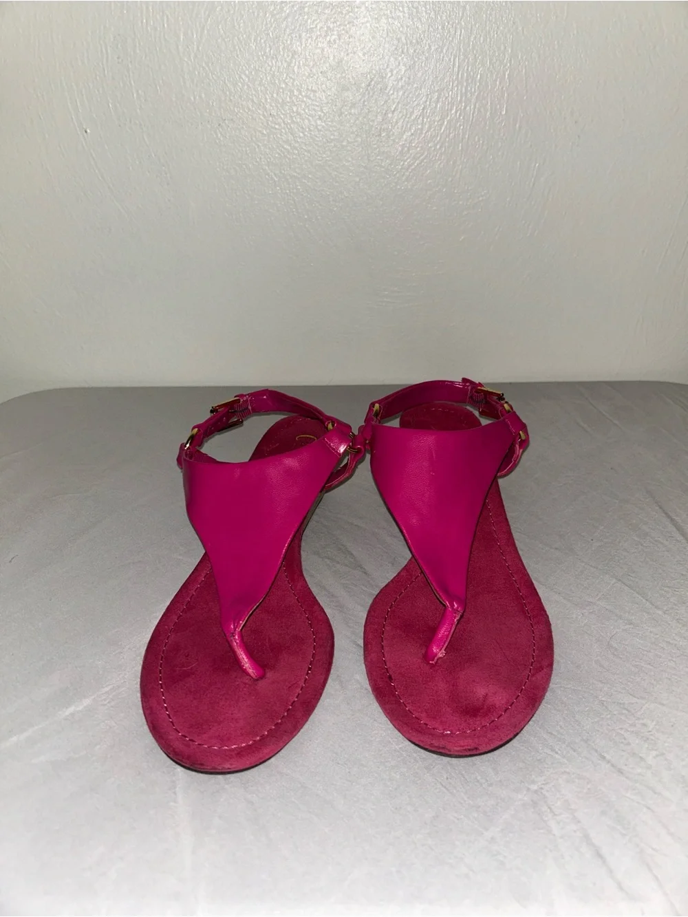 Carlos Santana Hot Pink Cork Heel Thong Sandals